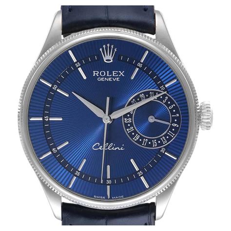 18k white gold cellini gents rolex with diamond markers w068757|rolex cellini with blue dial.